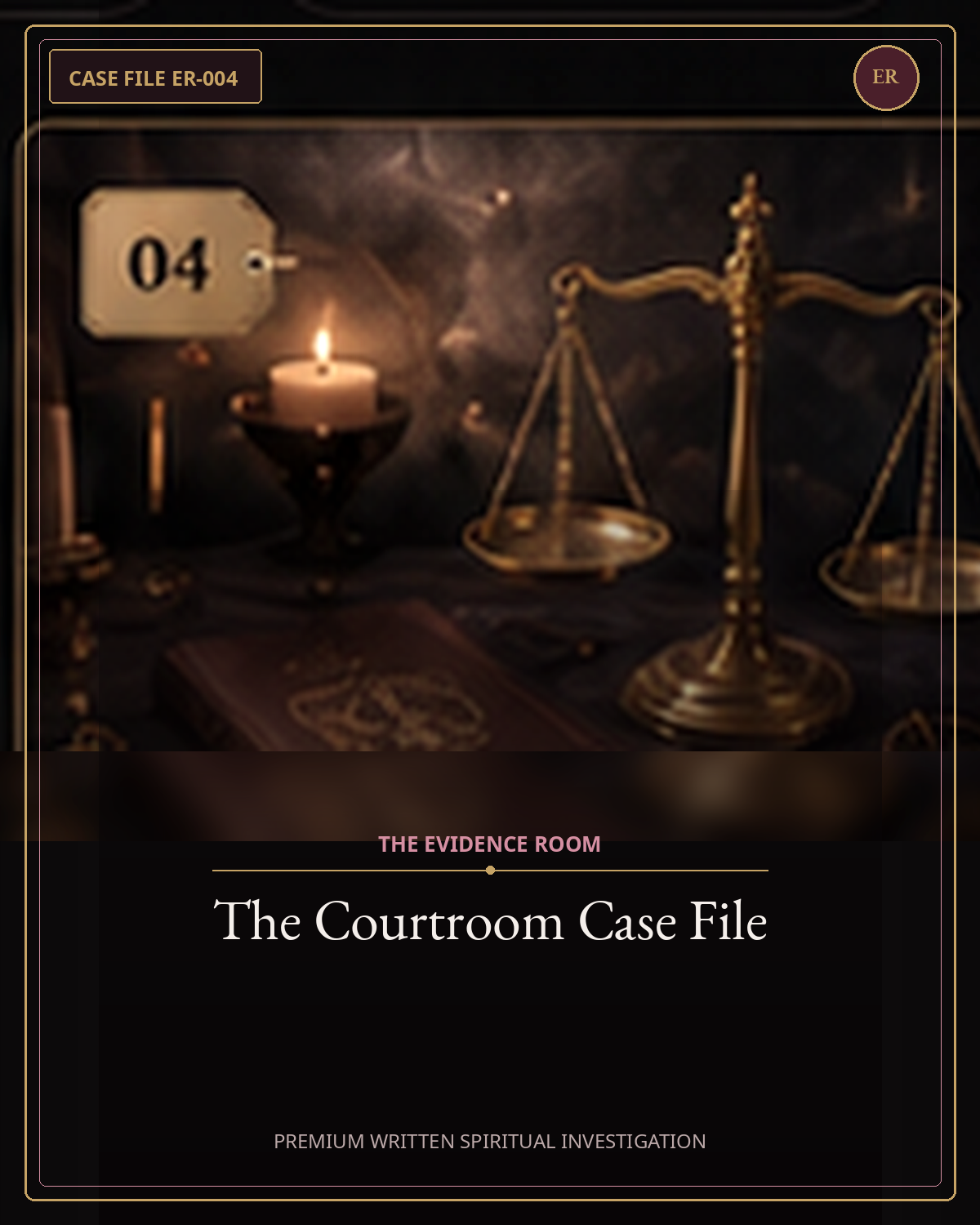 The Courtroom Case File — Evidence Room premium written spiritual investigation
