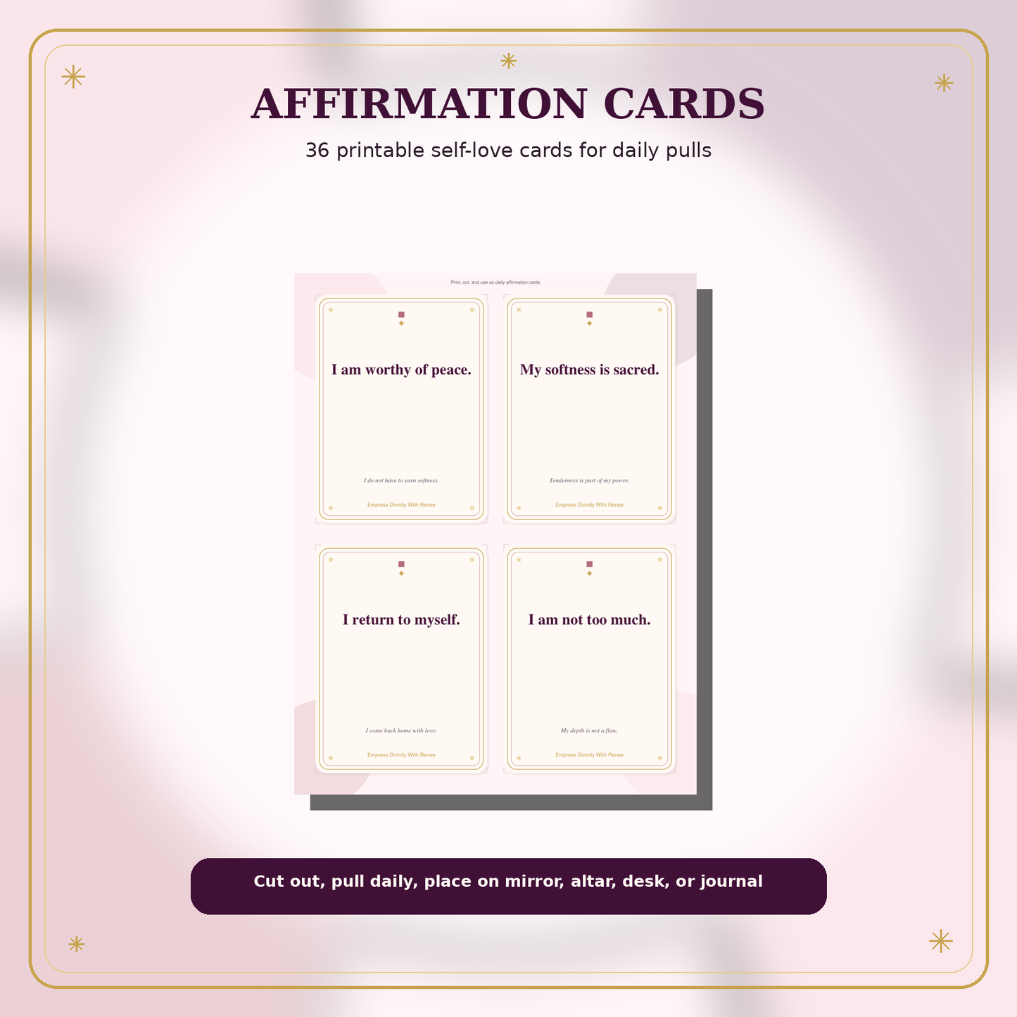 Self-Love Reset Suite affirmation cards preview image